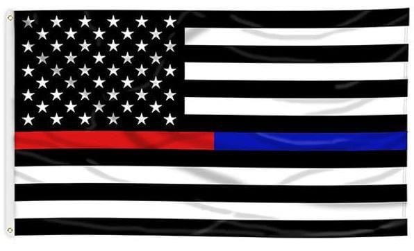 Thin Blue Line Red Line US Flag 3x5 Police Fire Support 3968 Heartland Flags