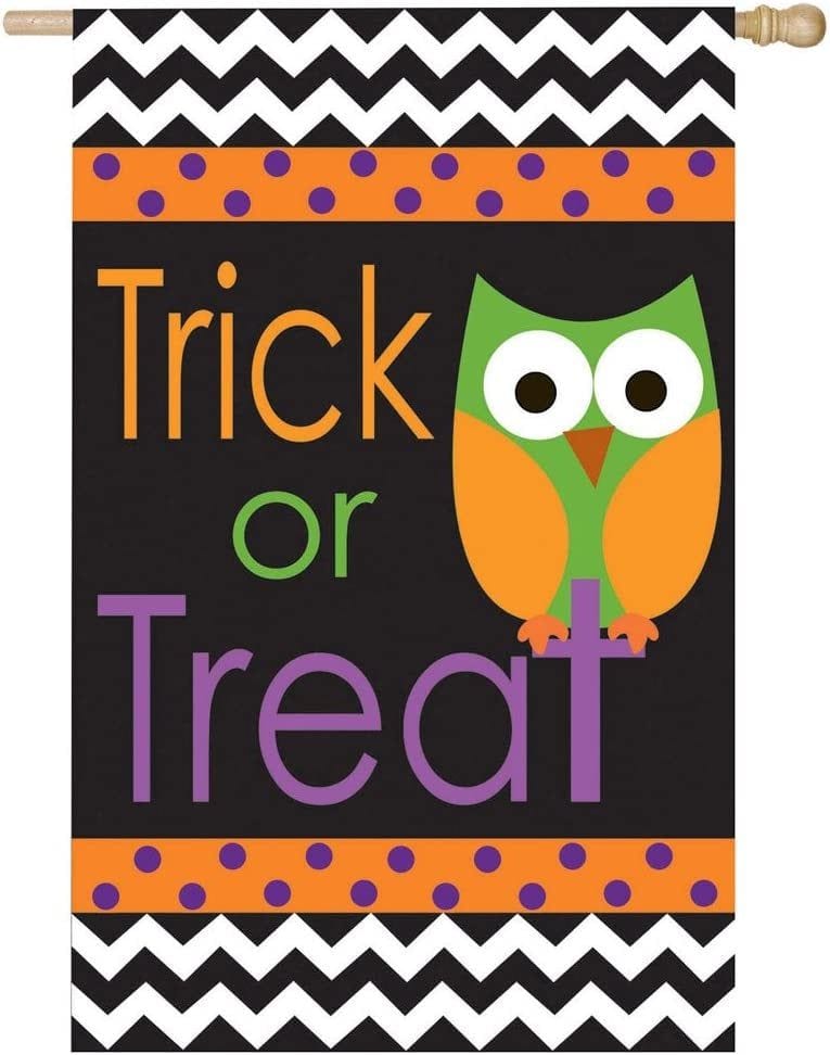 Trick or Treat Owl Applique House Flag 2 Sided Halloween 158246 Heartland Flags
