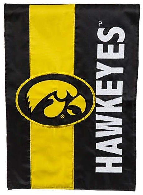 University of Iowa Garden Flag 2 Sided Applique Embellished 16SF980 Heartland Flags