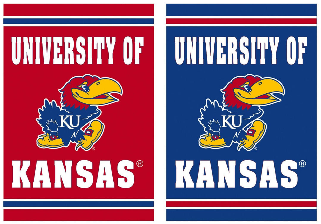 University of Kansas Flag 2 Sided KU Jayhawks House Banner 13ES996 Heartland Flags