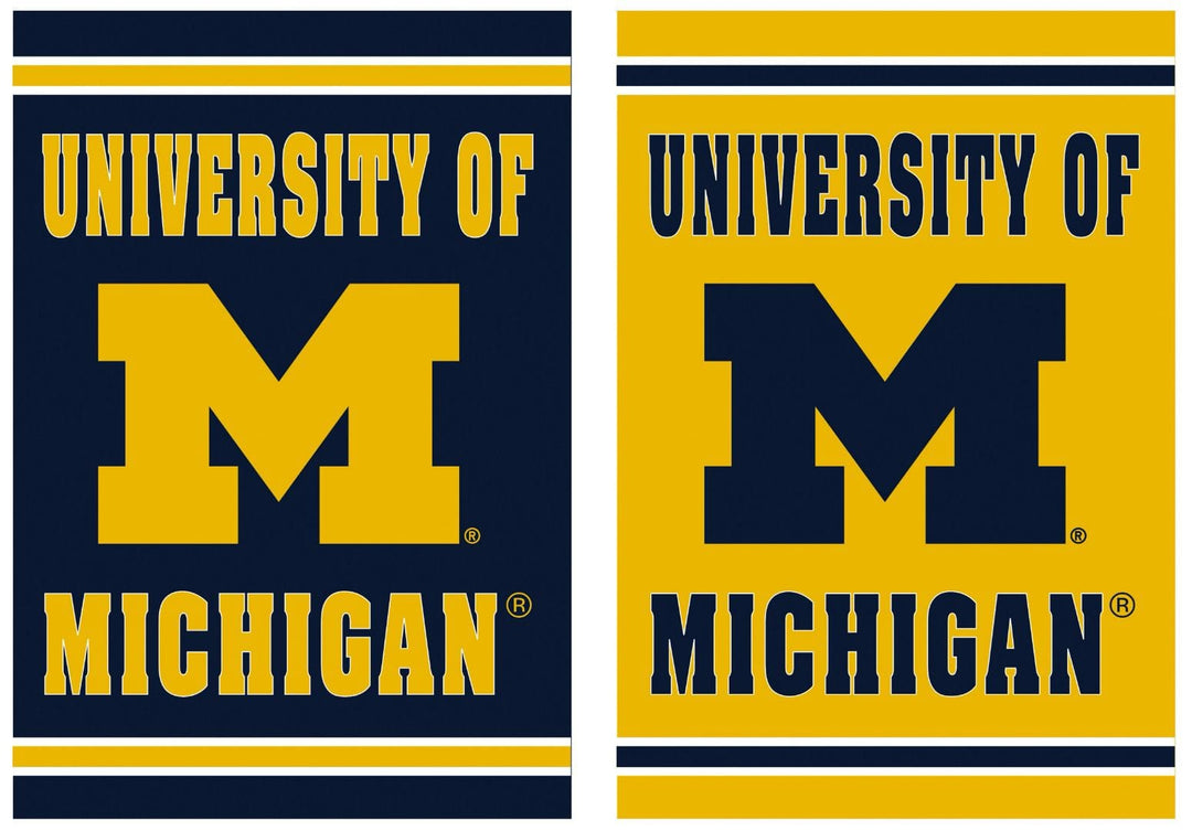 University of Michigan Garden Flag 2 Sided Wolverines 14ES920 Heartland Flags
