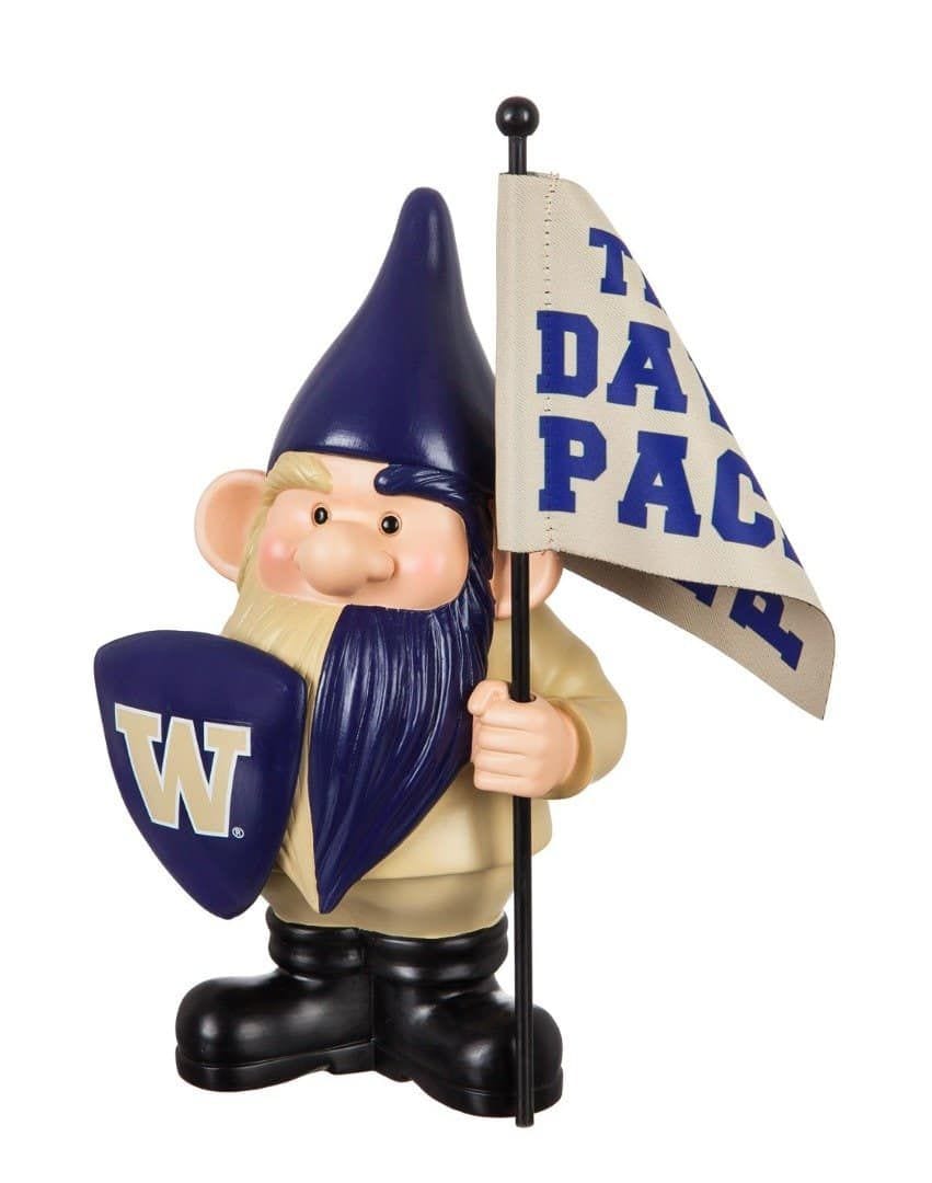 University of Washington Gnome with Flag The Dawg Pack 54941FHG Heartland Flags