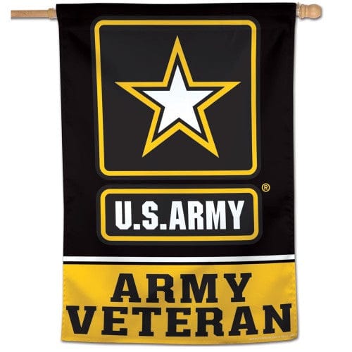 US Army Veteran Flag Vertical Black Yellow House Banner 04693419 Heartland Flags