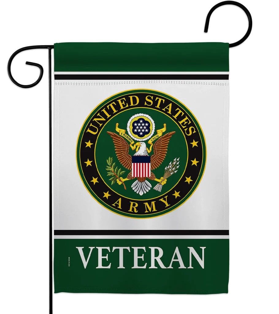 US Army Veteran Garden Flag 2 Sided Logo 70043 Heartland Flags