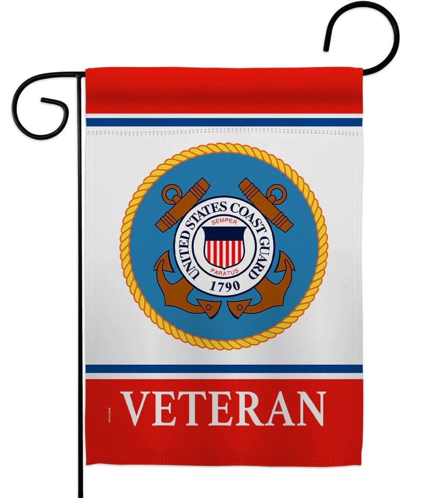 US Coast Guard Veteran Garden Flag 2 Sided Logo