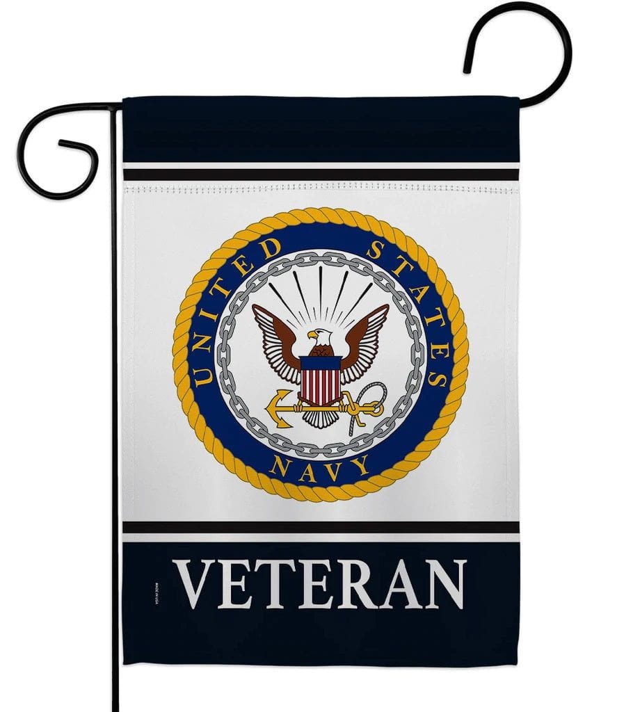US Navy Veteran Garden Flag 2 Sided Military 70041 Heartland Flags