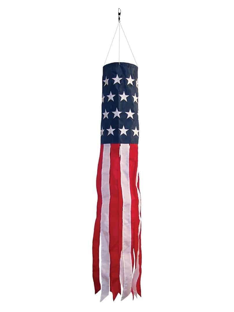 US Stars and Stripes 40 Inches Long Windsock Embroidered Stars 4112 Heartland Flags