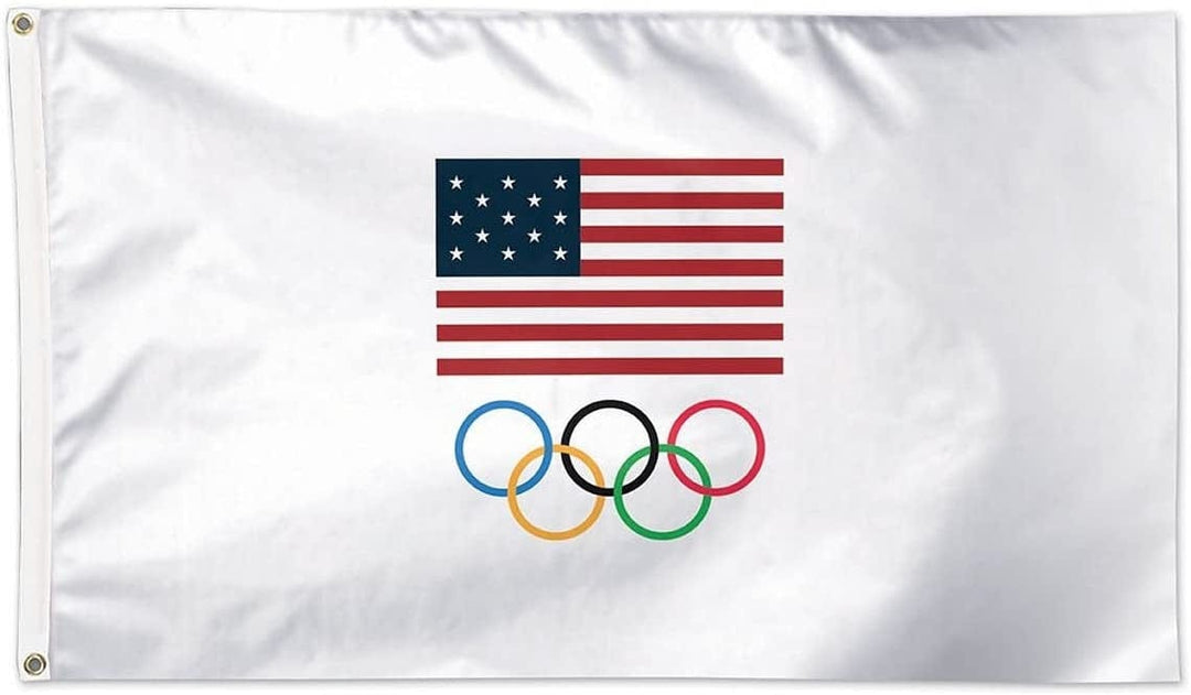 USOC Olympic Rings Flag 3x5 White 48011116 Heartland Flags