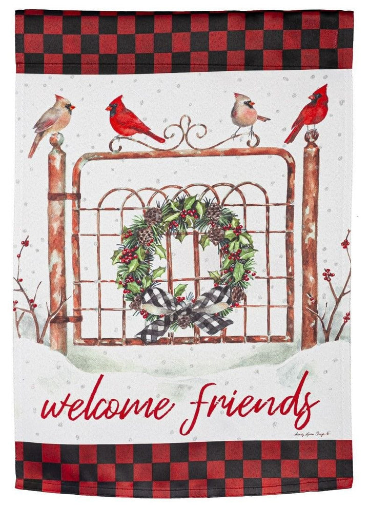 Welcome Friends Cardinal Fence Winter Garden Flag 2 Sided Decorative 14S10537 Heartland Flags