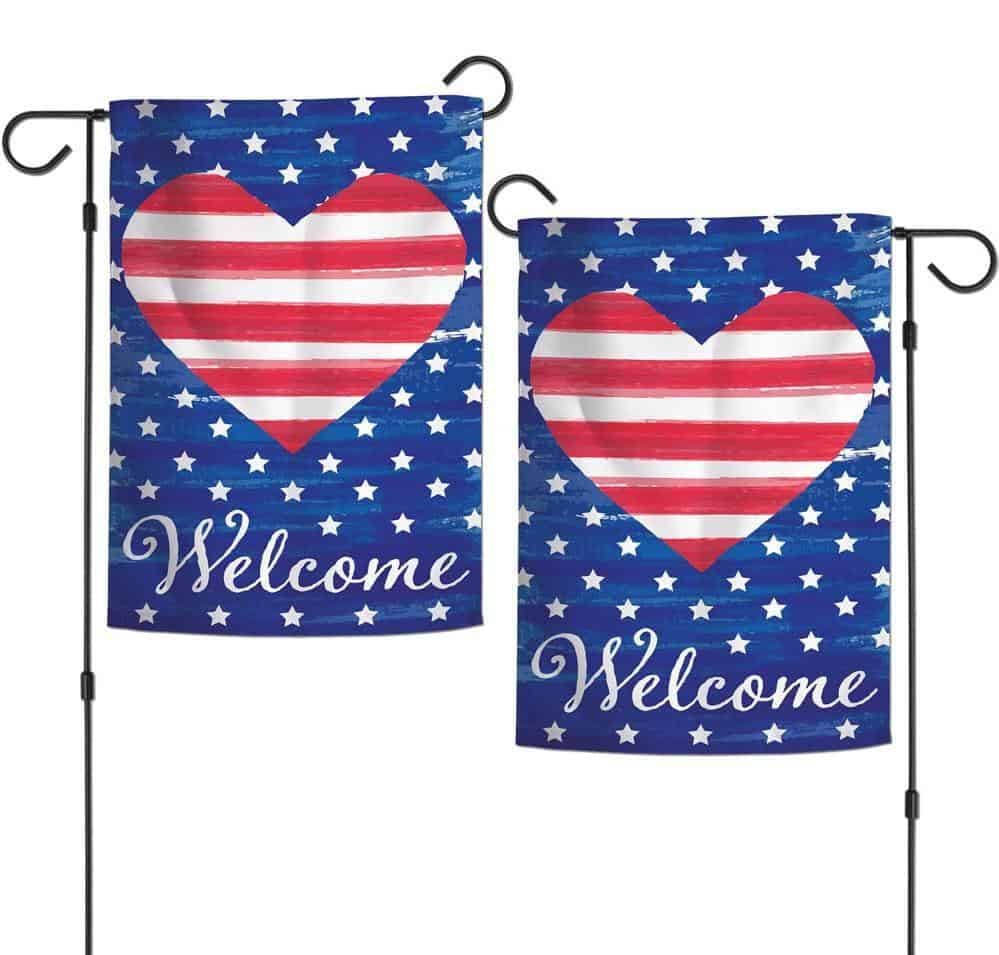 Welcome Patriotic Heart Garden Flag 2 Sided 23238320 Heartland Flags