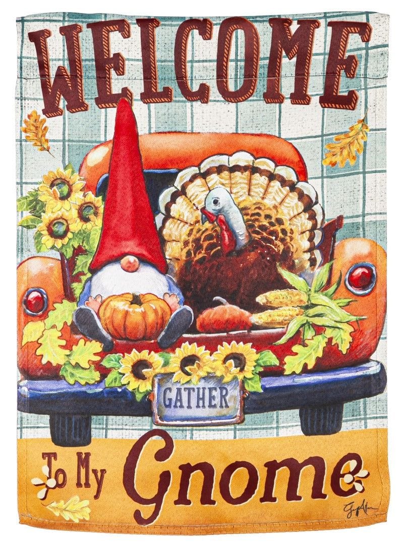 Welcome To My Gnome Garden Flag 2 Sided Decorative Thanksgiving 14S10487 Heartland Flags