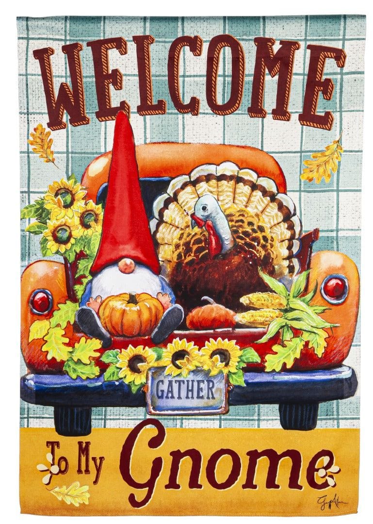 Welcome To My Gnome House Flag 2 Sided Decorative Banner 13S10487 Heartland Flags