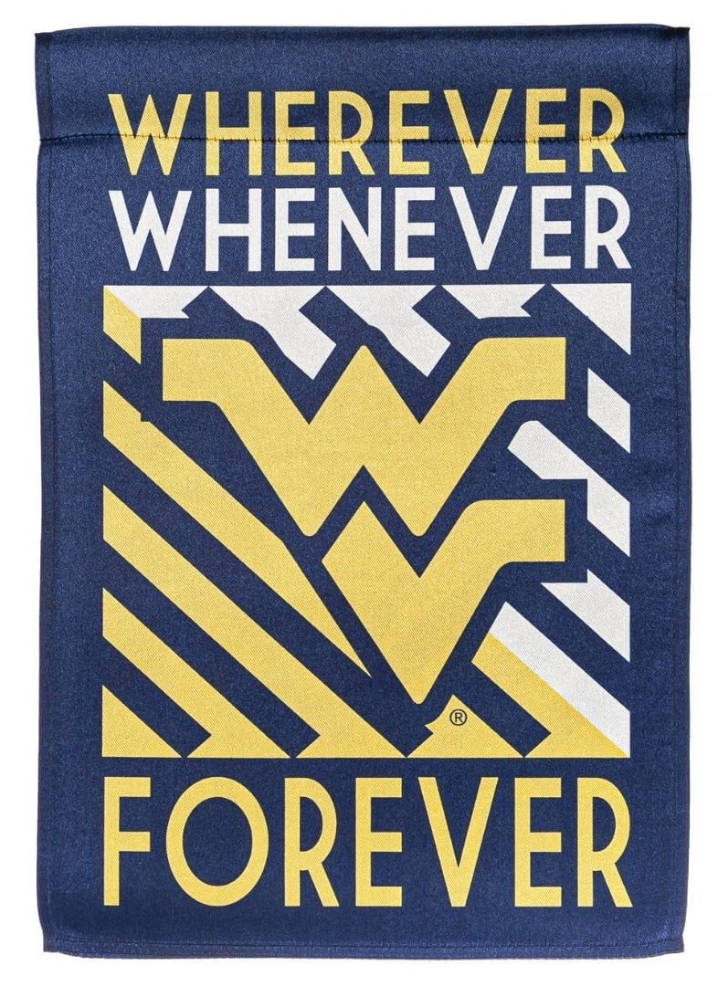 West Virginia University Garden Flag 2 Sided Wherever Whenever Forever 14LU967WWF Heartland Flags