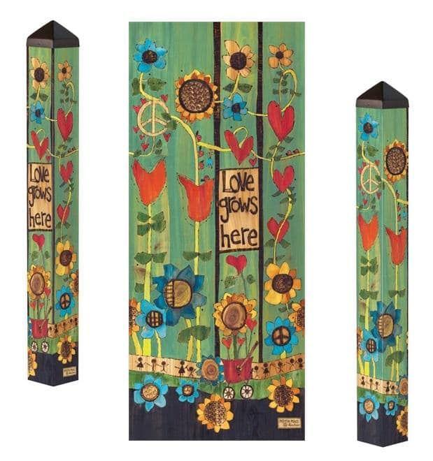 Where Love Grows Art Pole 40 Inches Tall Painted Peace PL1193 Heartland Flags