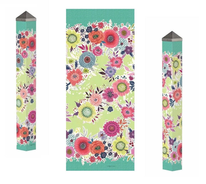 Whimsy Flowers Art Pole 40 Inches Tall Painted Peace PL40008 Heartland Flags