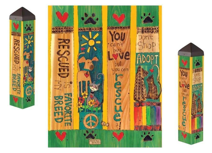 Who Rescued Who Art Pole 20 Inches Tall Pet PL1185 Heartland Flags