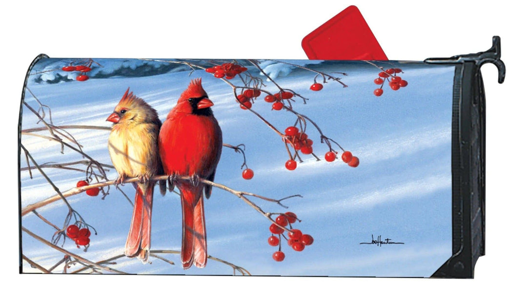 Winter Cardinals In Snow Mailbox Cover Mailwrap 03133 Heartland Flags
