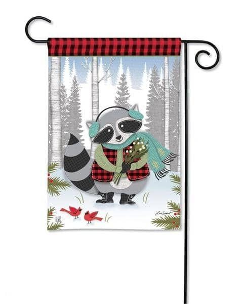 Winter Fun Raccoon Garden Flag 2 Sided Lori Siebert 31929 Heartland Flags