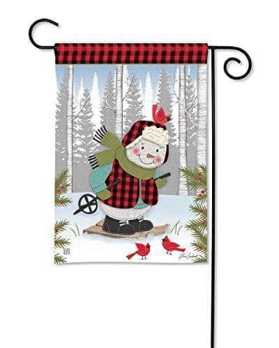 Winter Fun Skiing Snowman Garden Flag 2 Sided 31930 Heartland Flags