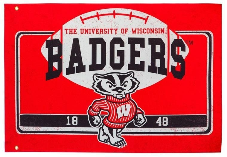 Wisconsin Badgers Flag 2 Sided Bucky Football 17L984 Heartland Flags