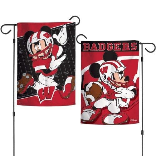 Wisconsin Badgers Garden Flag 2 Sided Disney Mickey Mouse 79293117 Heartland Flags