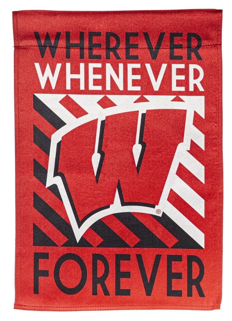 Wisconsin Badgers Garden Flag 2 Sided Wherever Whenever Forever 14LU984WWF Heartland Flags